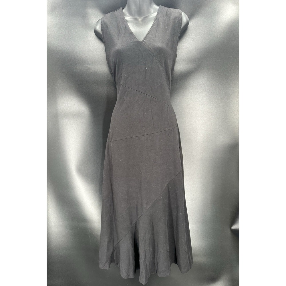 The J. Peterman Company Black Cotton Sleeveless Sheath Dress Size 12
